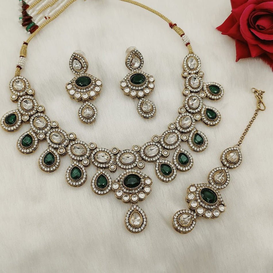 Graceful Pota Stone Necklace in Gold Plated | Bridal Jewellery India