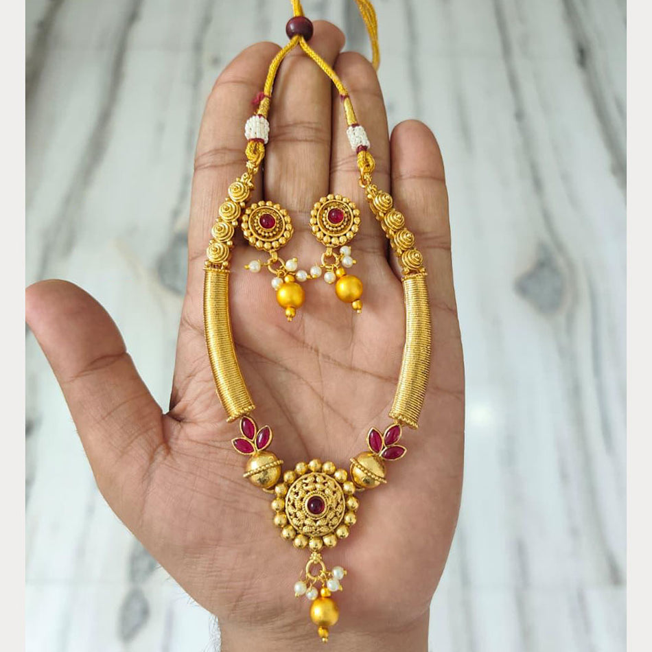 Graceful Pota Necklace in 18K Gold Plated | Bridal Jewellery India