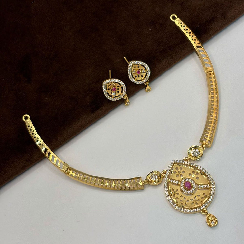 Glamorous Austrian Stone Necklace Set in Gold Tone | Bridal Jewellery India