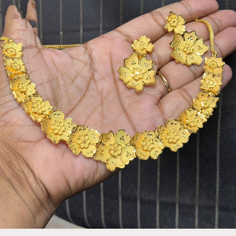 Floral Necklace in 18K Gold Plated | Bridal Jewellery India