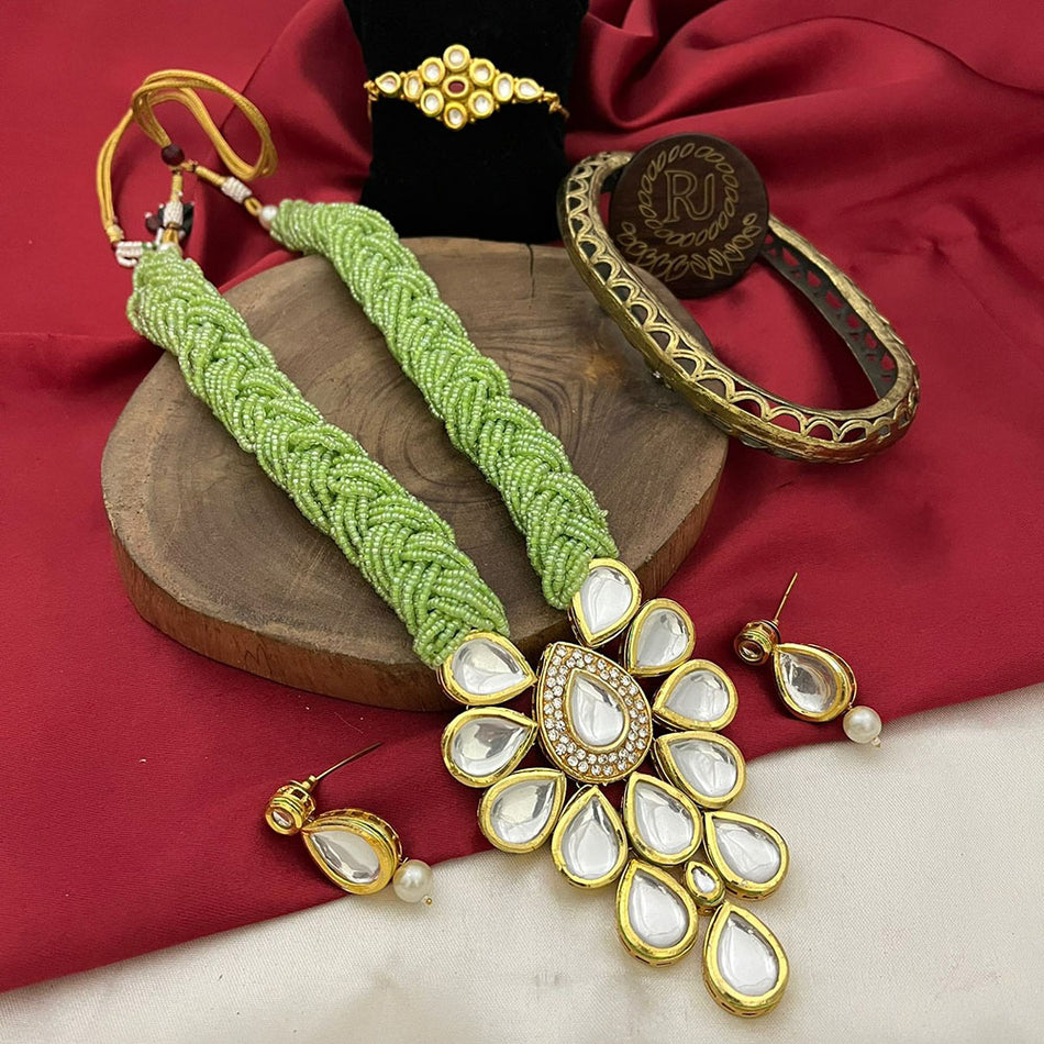 Glamorous Kundan Necklace in Rose Gold Plated | Bridal Jewellery India