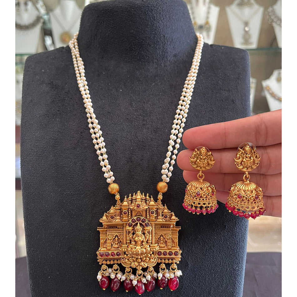 Glamorous Pota Stone Necklace in Sterling Silver | Bridal Jewellery India
