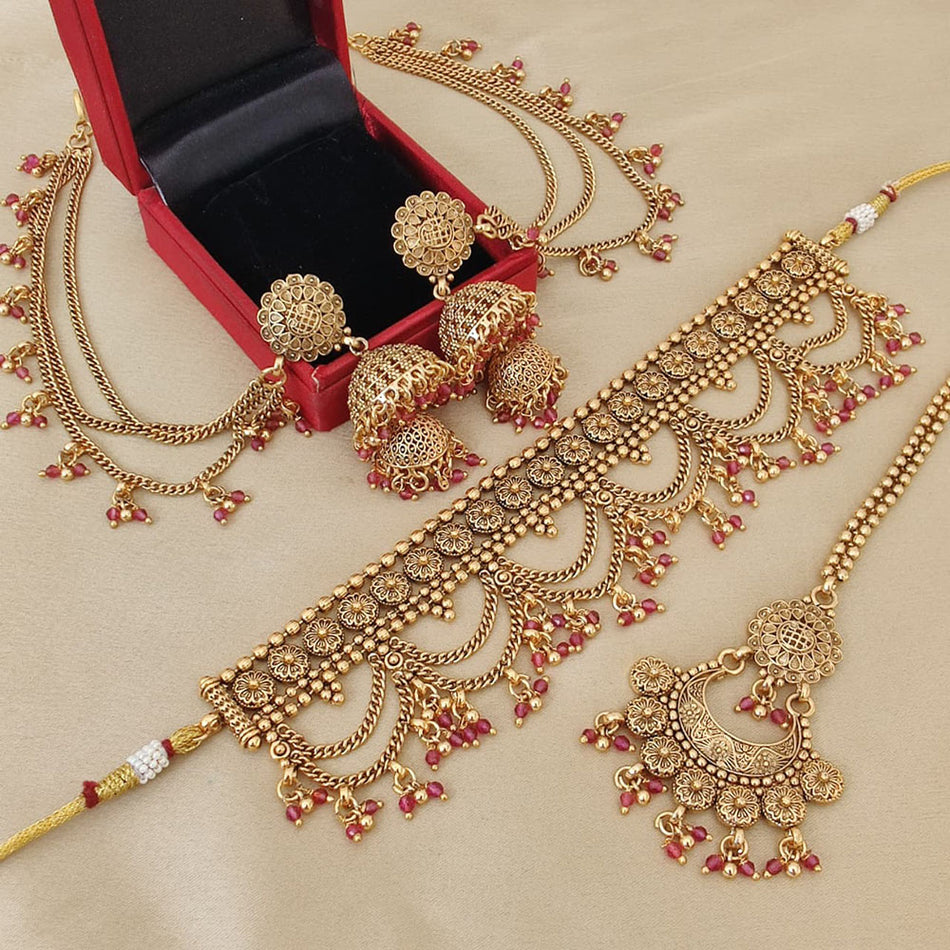Pearl Choker Necklace Set in Gold Tone | Bridal Jewellery India