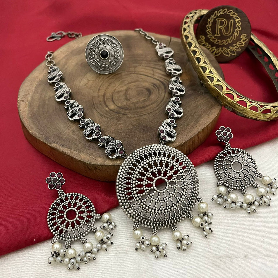 Oxidised Plated Heritage Necklace Set | Bridal Jewellery India