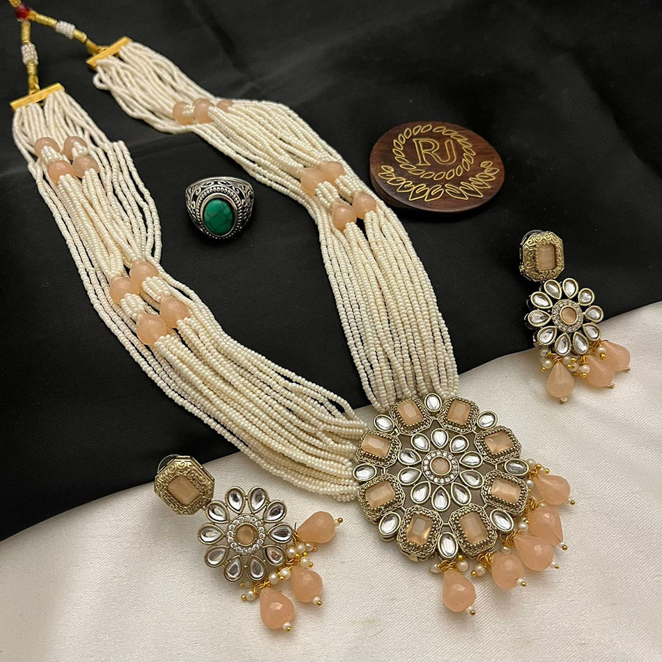 Oxidised Silver Heritage Pearl Necklace | Bridal Jewellery India