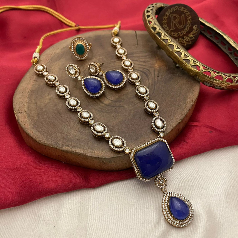 Pota Stone Necklace in Gold Tone | Bridal Jewellery India