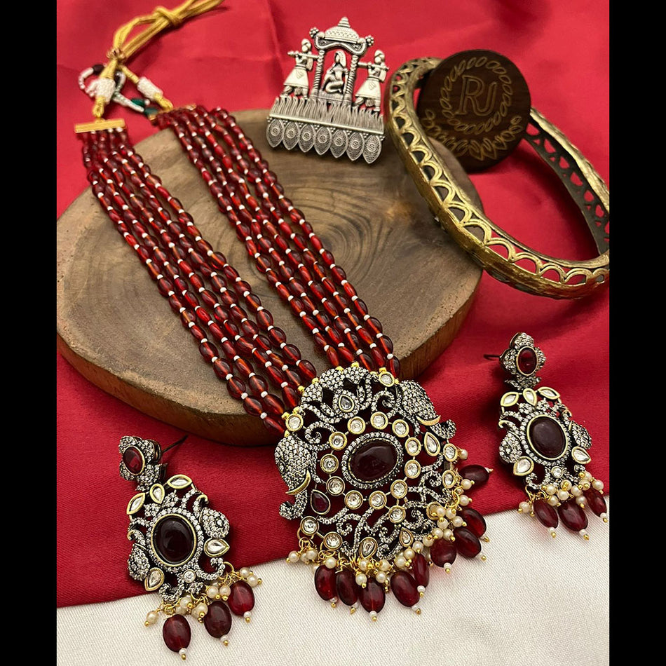 Pota Stone Pearl Necklace in  Gold Plated | Bridal Jewellery India