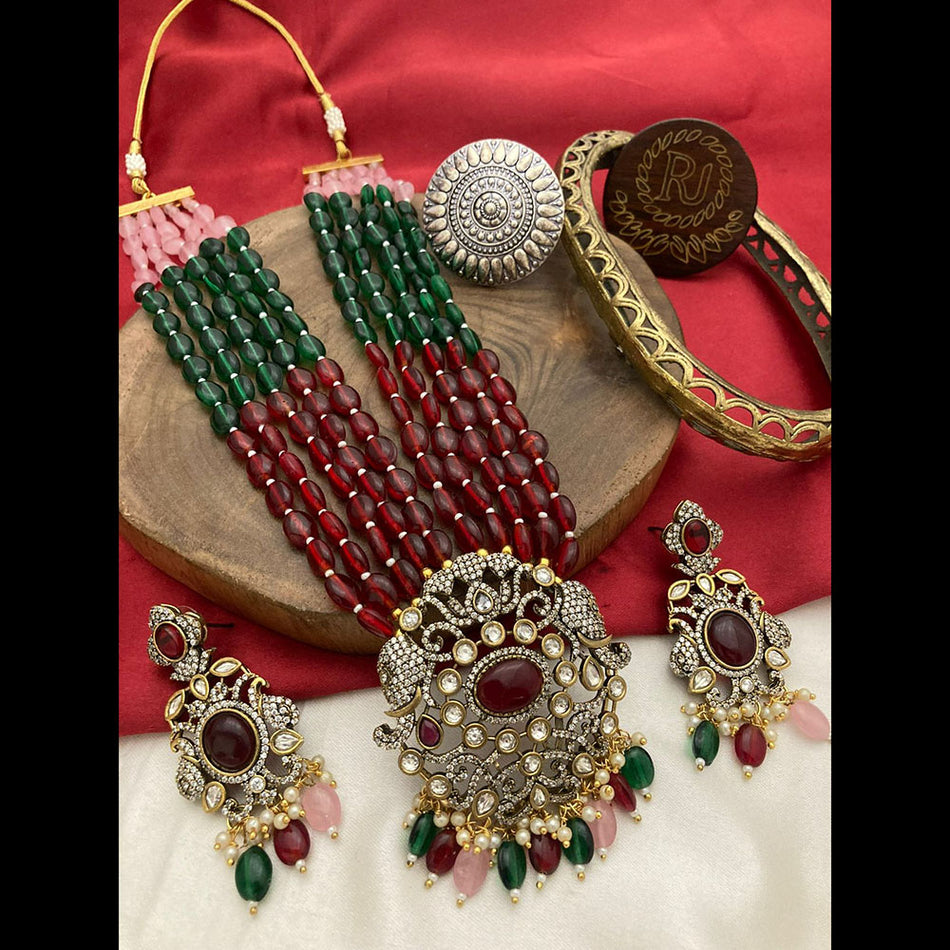 Glamorous Pota Necklace in Rose Gold Plated | Bridal Jewellery India