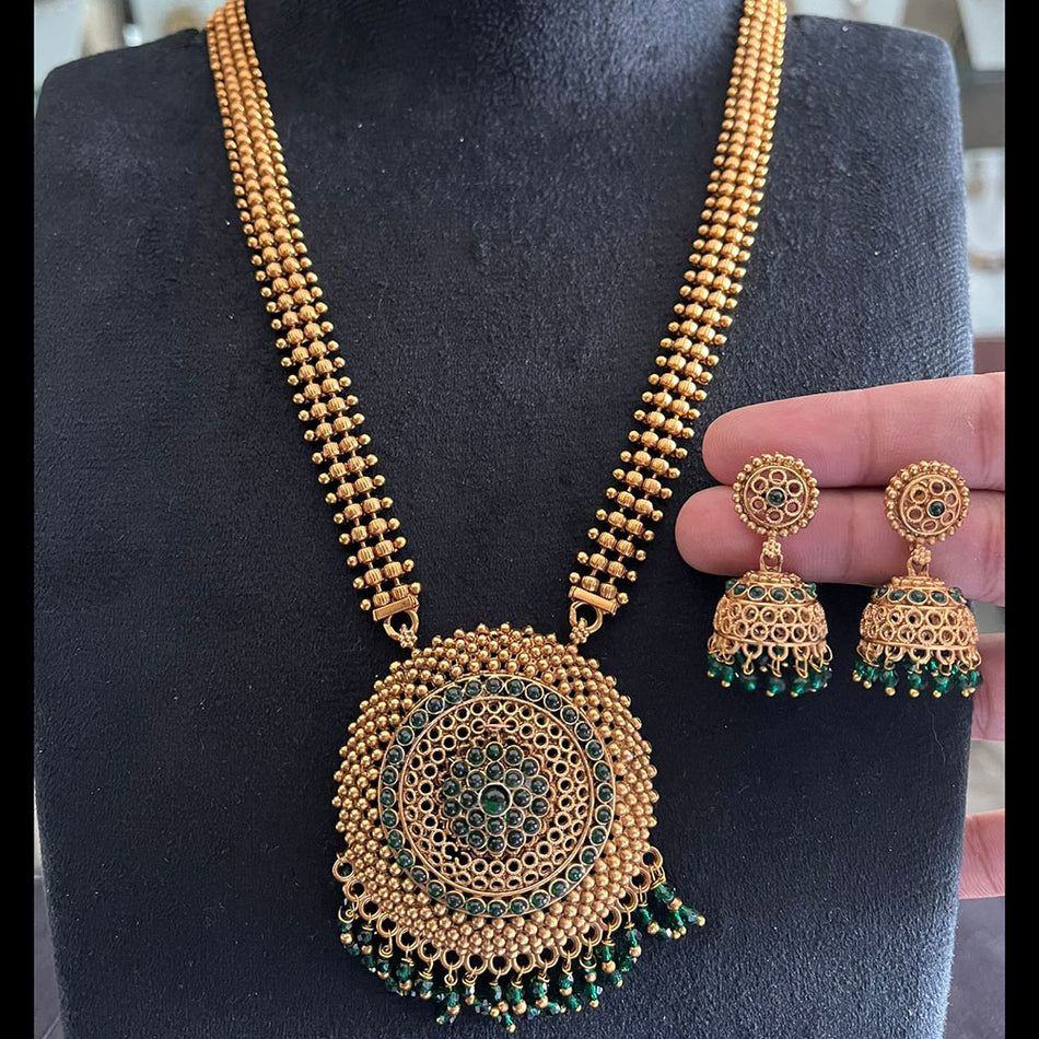 Glamorous Pota Necklace in  Gold Plated | Bridal Jewellery India