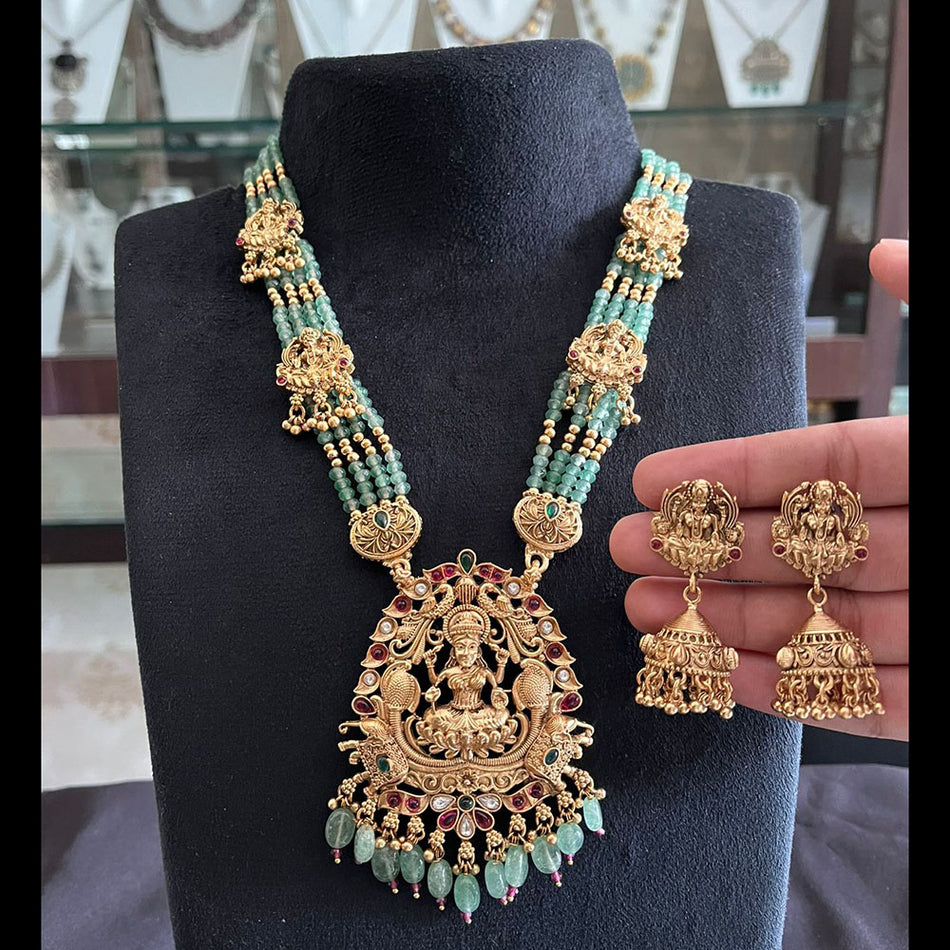 Glamorous Pota Stone Necklace in Gold Plated | Bridal Jewellery India