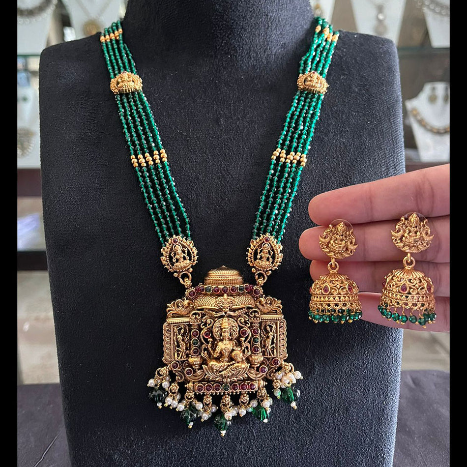 Glamorous Temple Necklace in  Gold Plated | Bridal Jewellery India