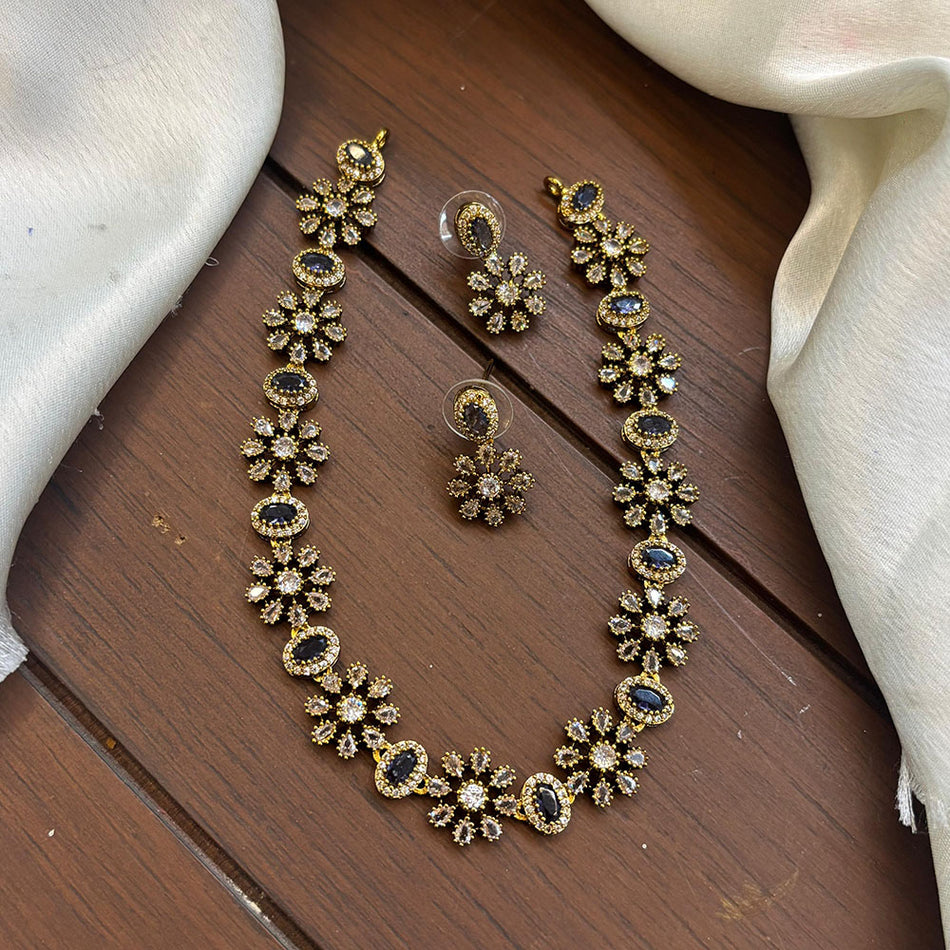 Glamorous Crystal Necklace in Sterling Silver | Bridal Jewellery India