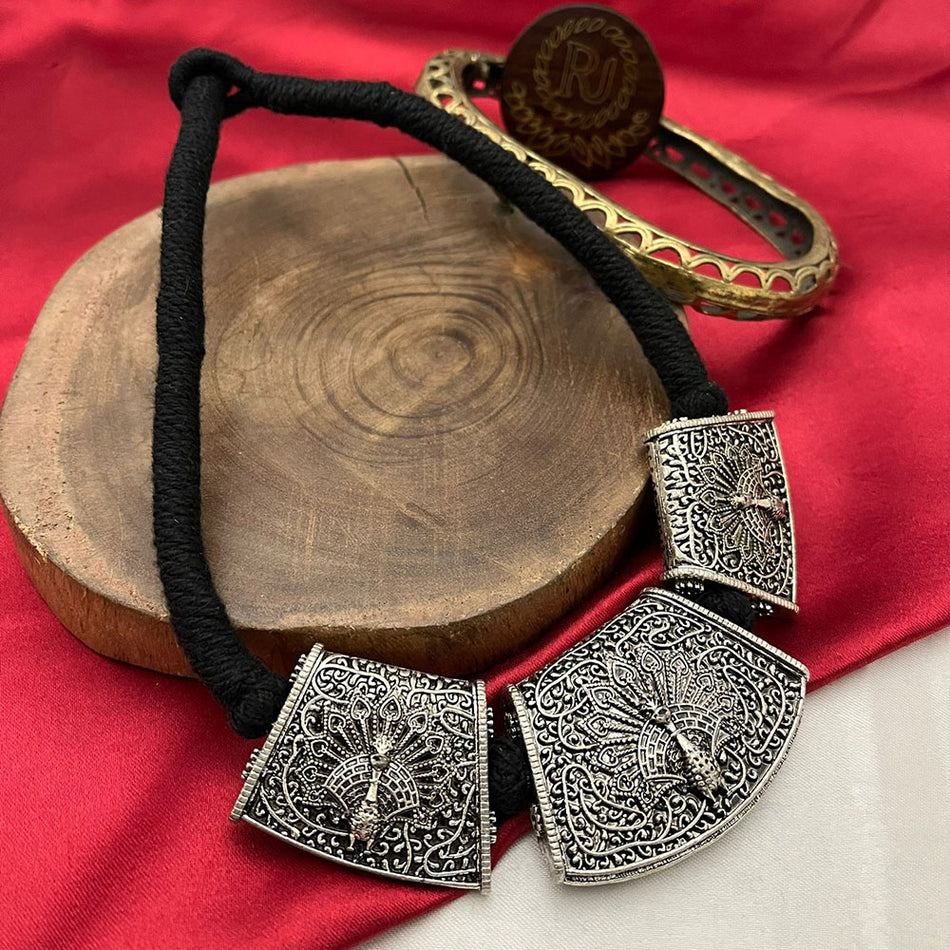 Oxidised Peacock Statement Necklace | Bridal Jewellery India