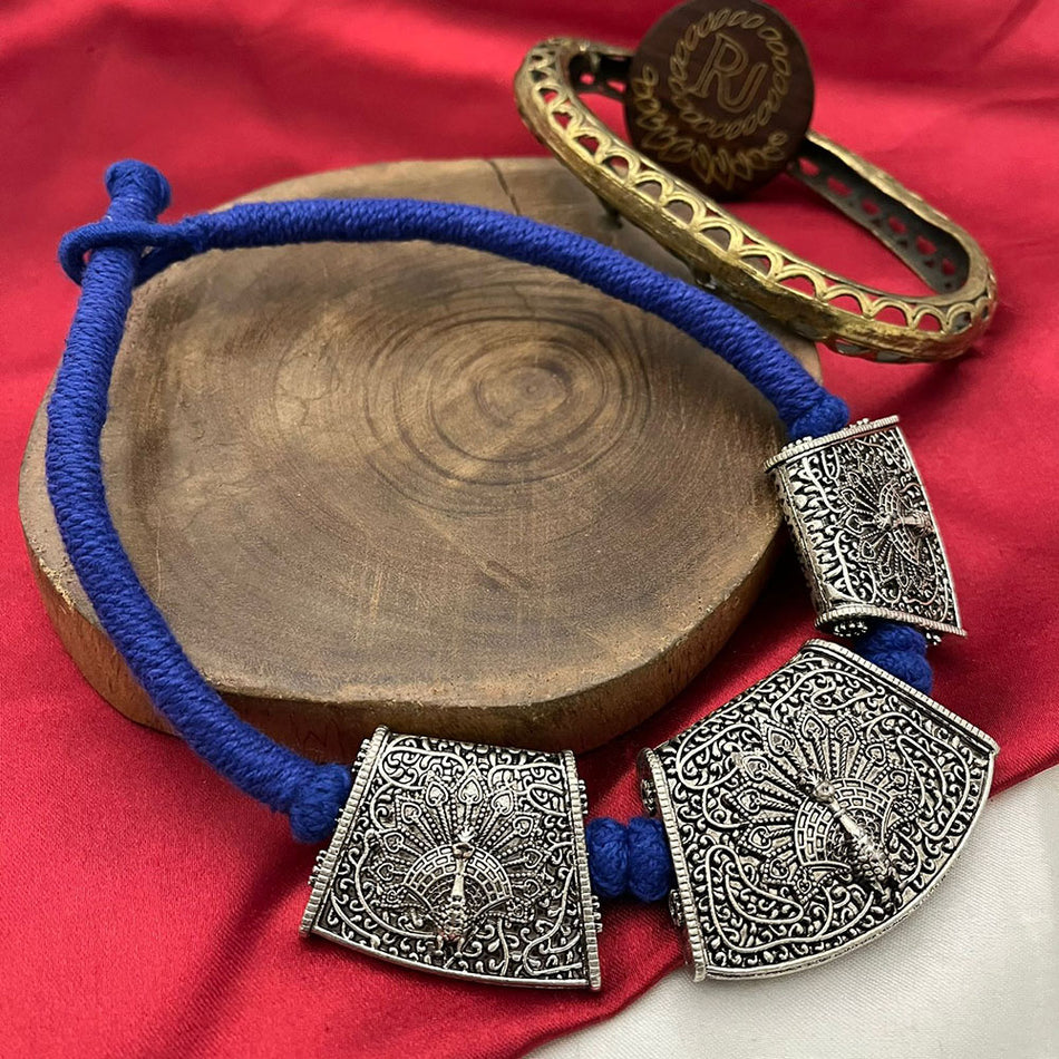 Oxidised Peacock Statement Necklace | Bridal Jewellery India