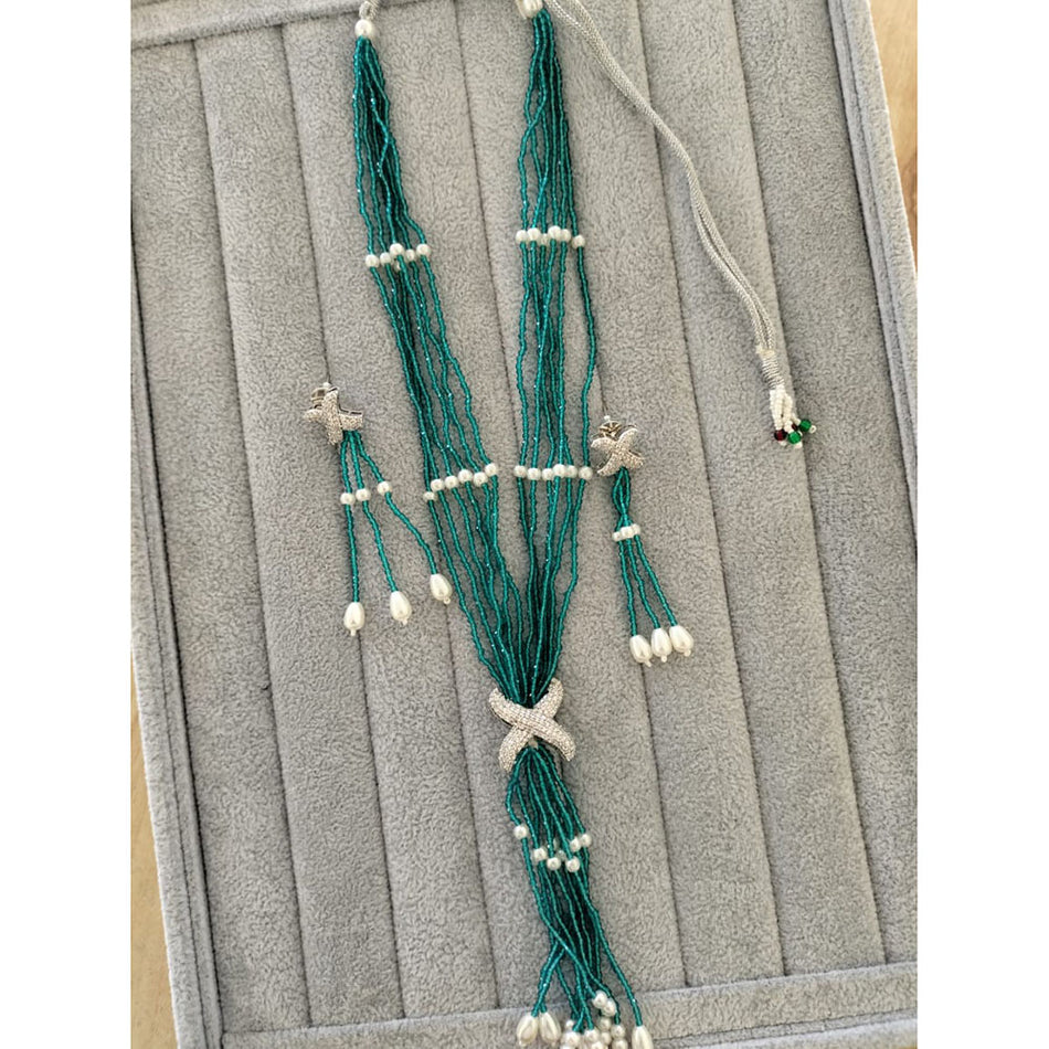 Pearl and Beads Necklace in Austrian Stone | Bridal Jewellery India
