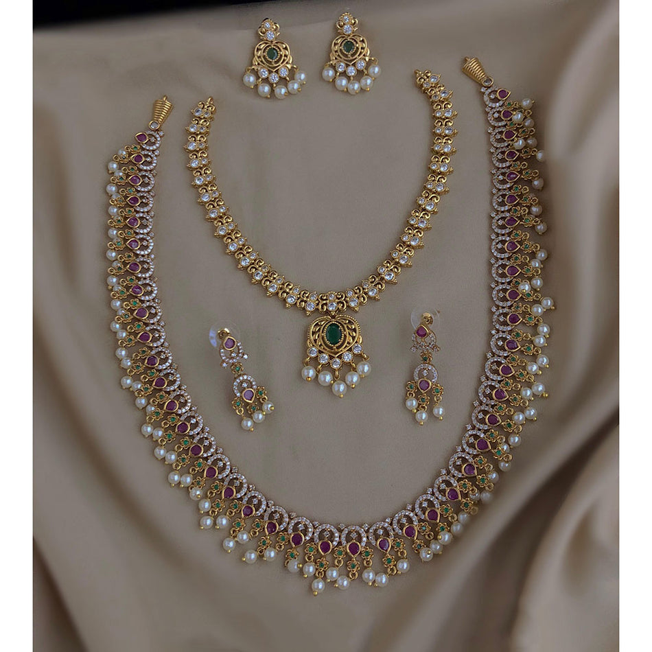 Royal Austrian Stone Jhumka Earrings in Gold Tone | Bridal Jewellery India