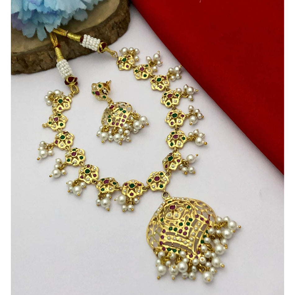 Glorious Pota Stone Choker in White Gold Plated | Bridal Jewellery India