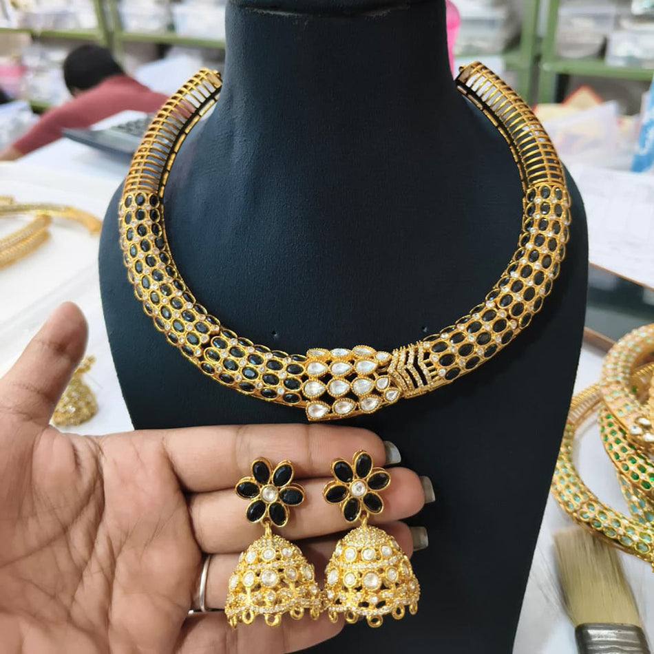Glorious Pota Stone Choker in Sterling Silver | Bridal Jewellery India