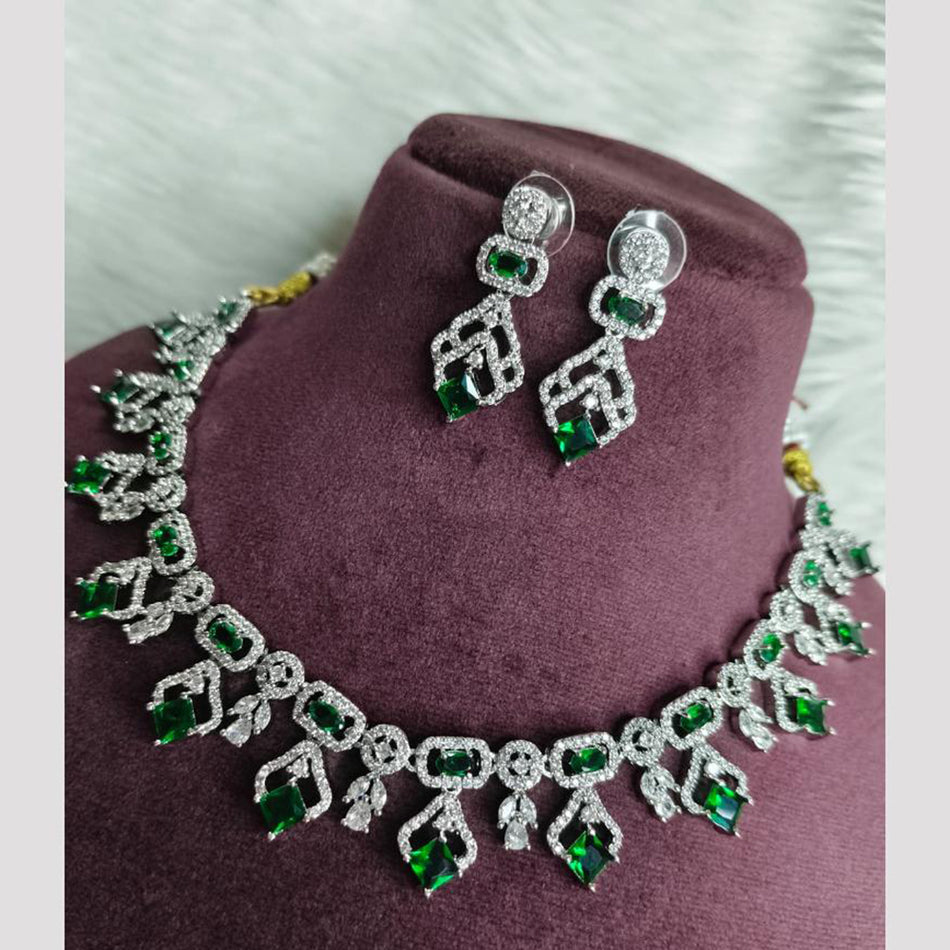 Premium Silver Plated Crystal Necklace Set | Bridal Jewellery India
