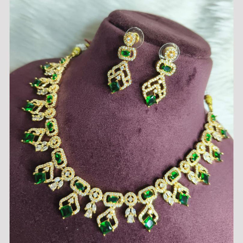 Gold Plated Austrian Stone Crystal Necklace Set | Bridal Jewellery India