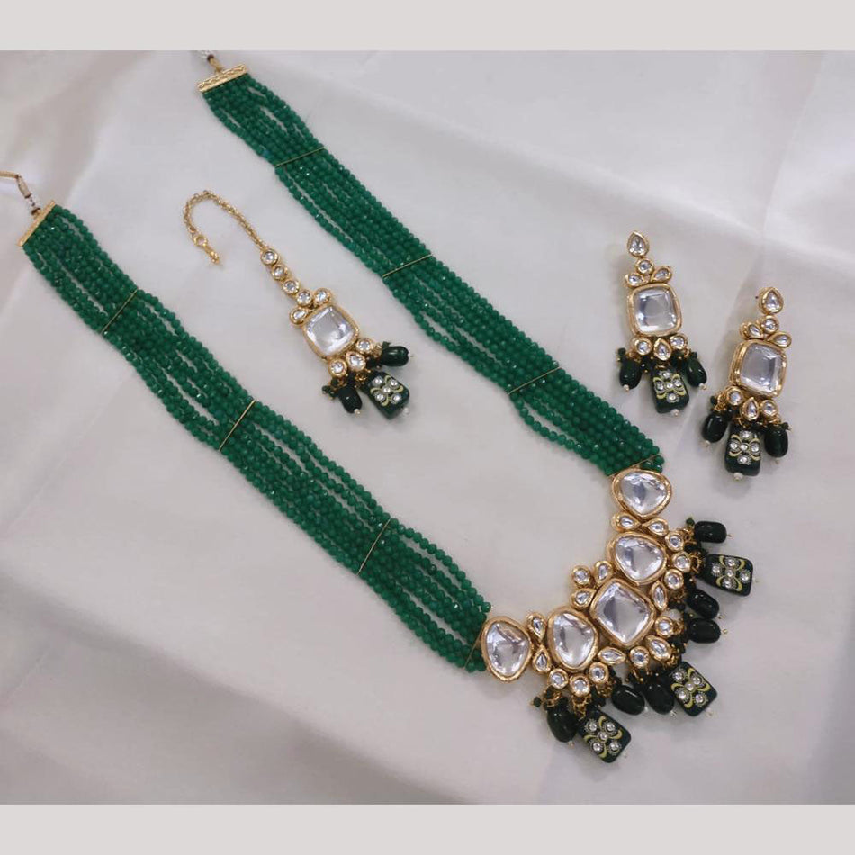 Kundan Choker Necklace in Gold Plated with Beads | Bridal Jewellery India