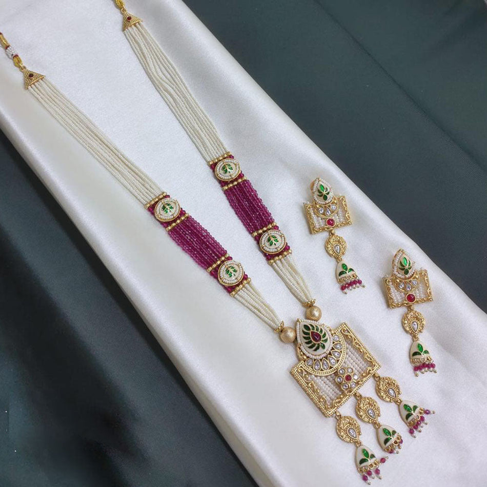 Meenakari Necklace in Gold Plated   Silver | Bridal Jewellery India