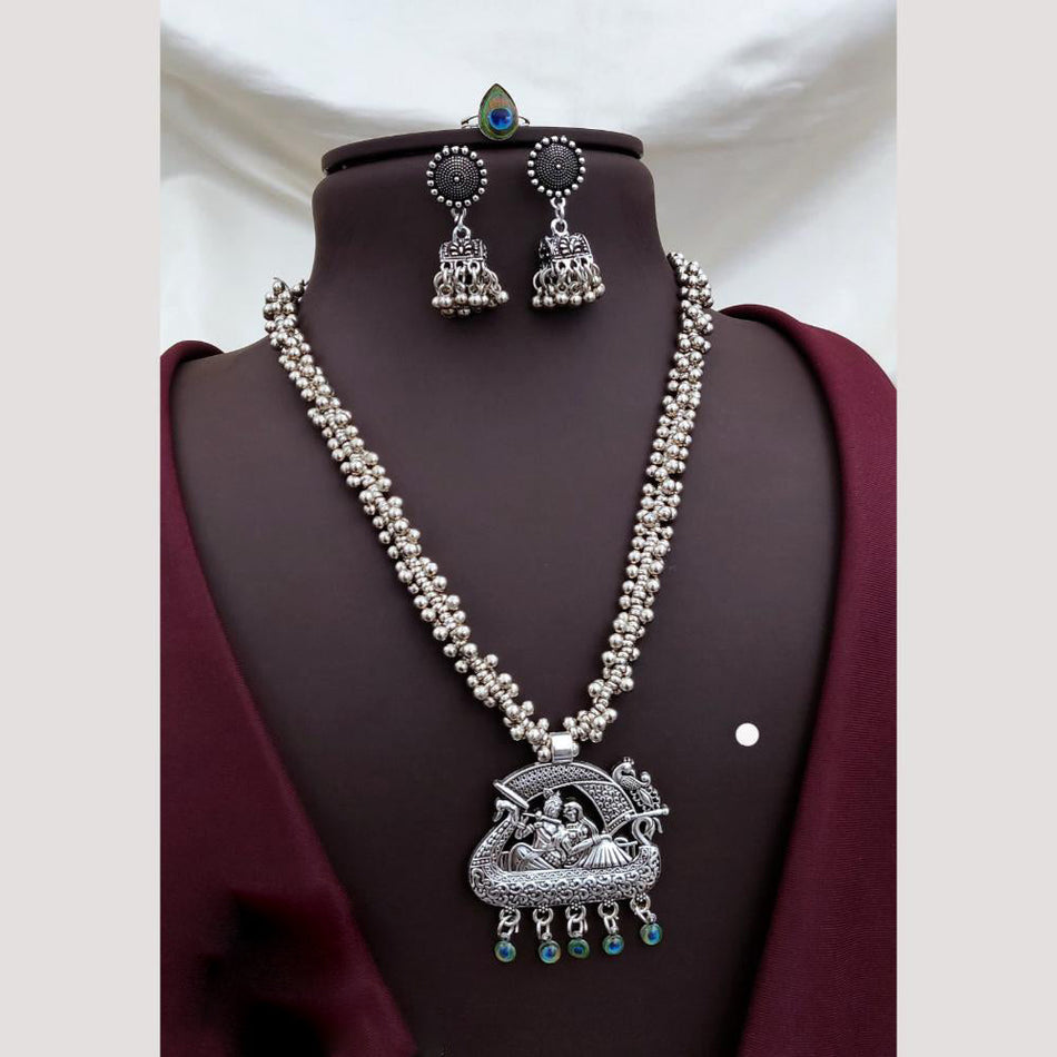 Oxidised Silver Pearl Necklace Set for Bridal | Bridal Jewellery India