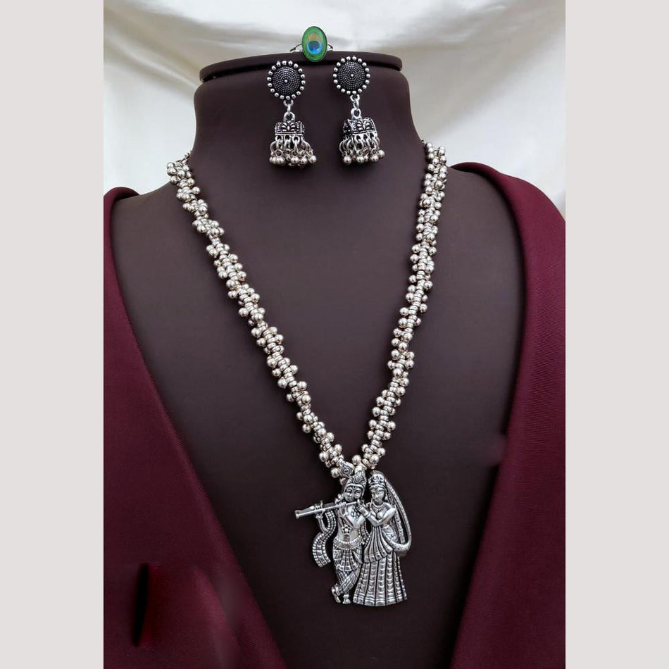 Oxidised Pearl Temple Necklace for Occasion | Bridal Jewellery India