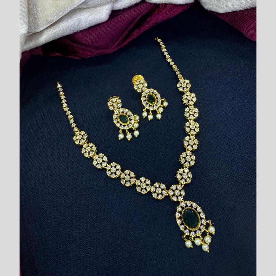 Crystal Stone Necklace in Oxidised Silver | Bridal Jewellery India