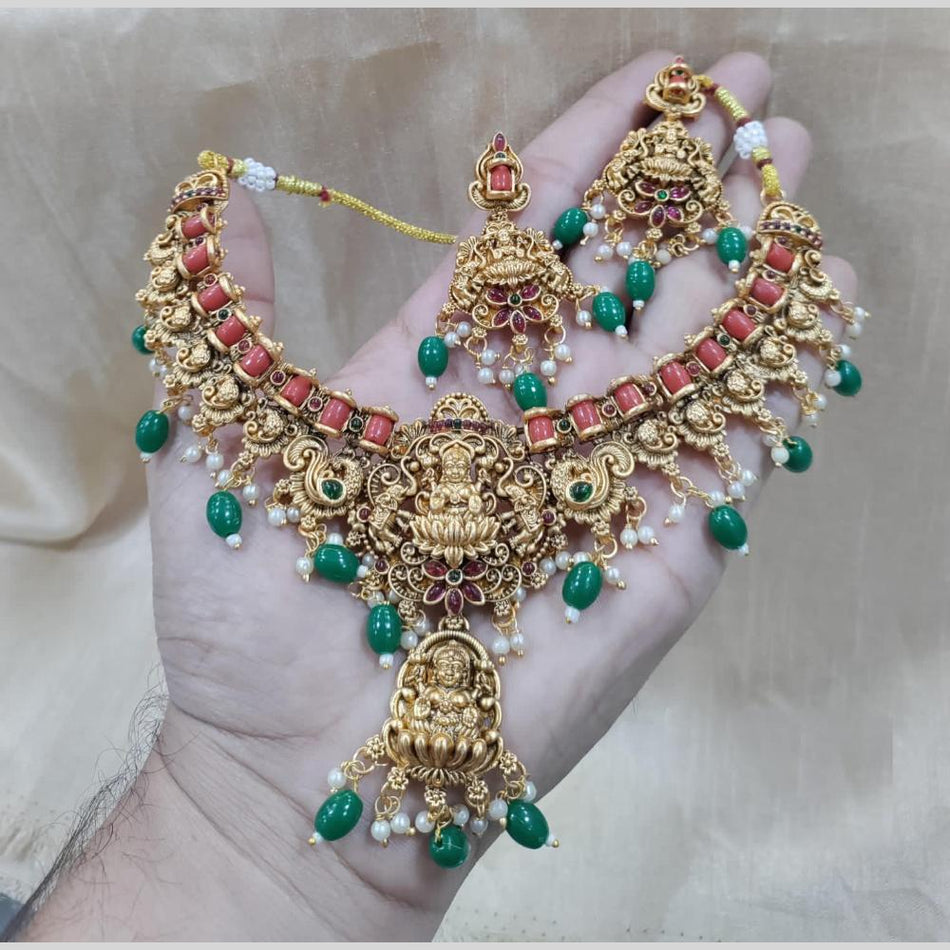 Enthic Temple Necklace in Gold Tone | Bridal Jewellery India