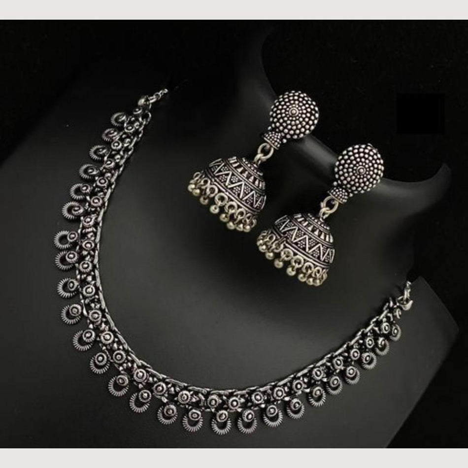 Oxidised Silver Bold Necklace Set | Bridal Jewellery India