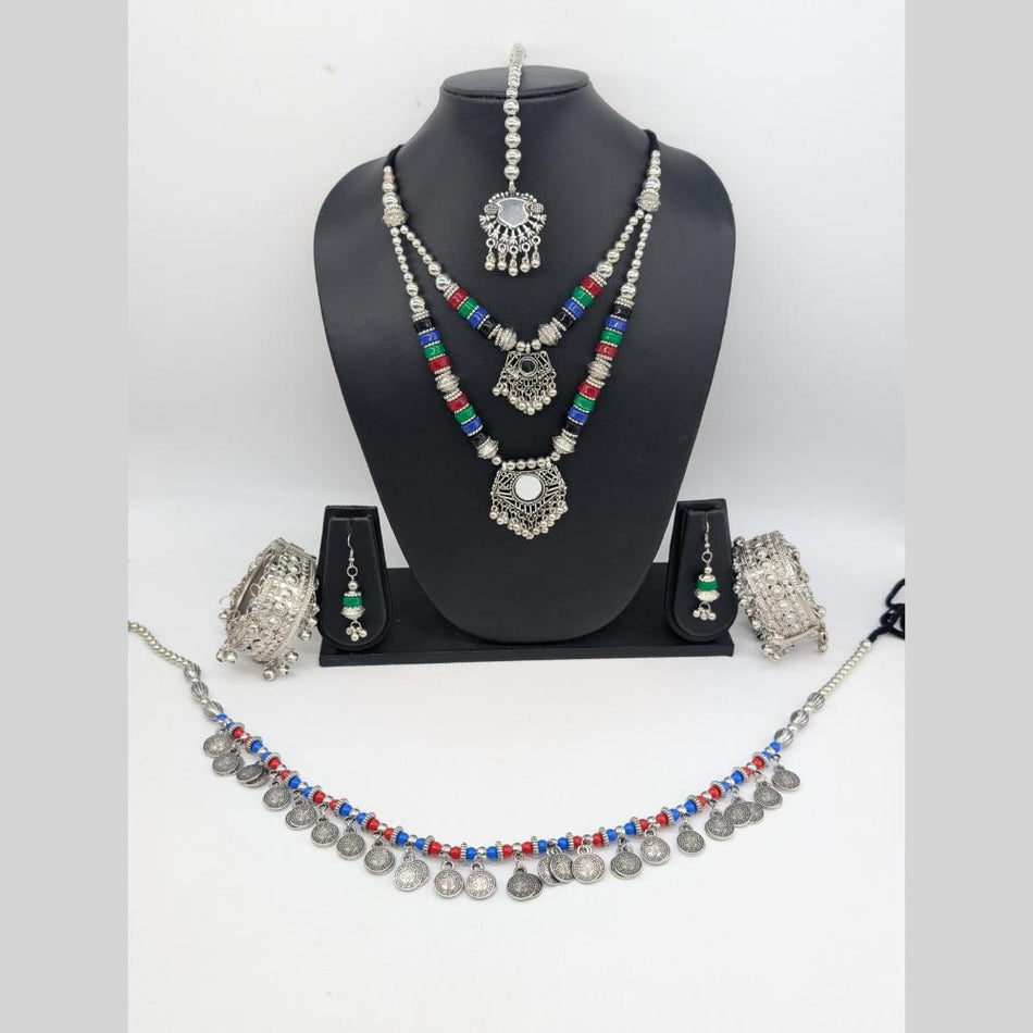 Oxidised Silver Kundan Choker Necklace for Navratri | Bridal Jewellery India