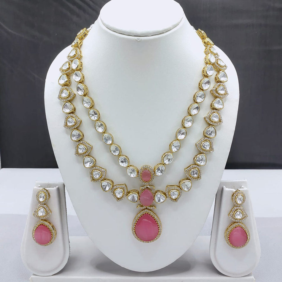 Kundan Stone Long Necklace in Gold Plated | Bridal Jewellery India
