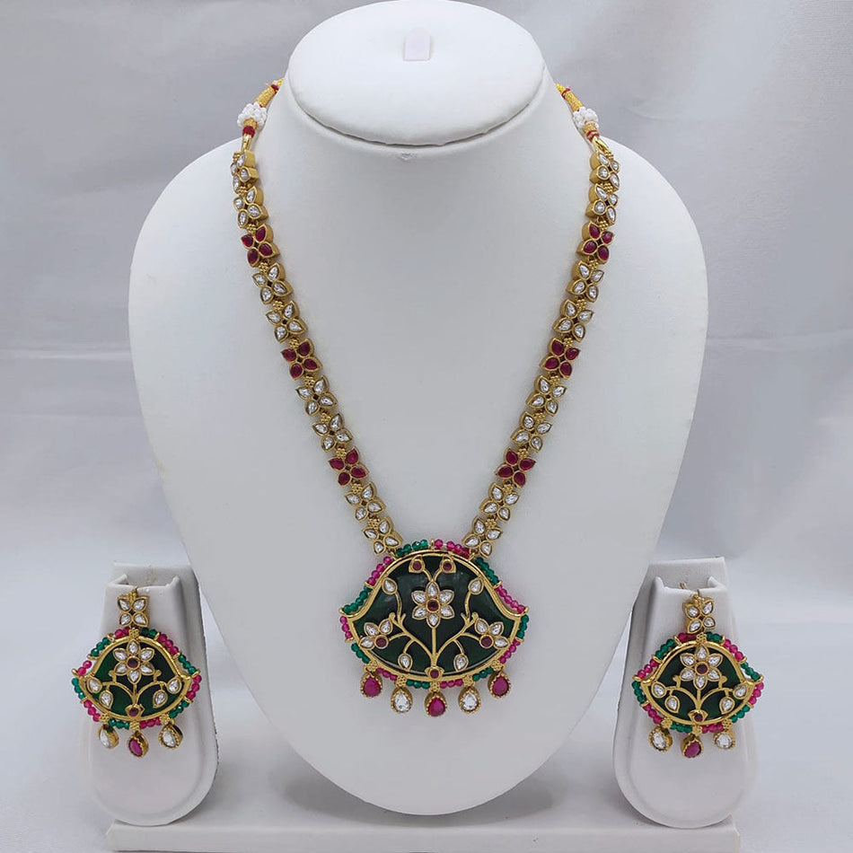 Kundan Necklace in Gold Plated with Stone | Bridal Jewellery India