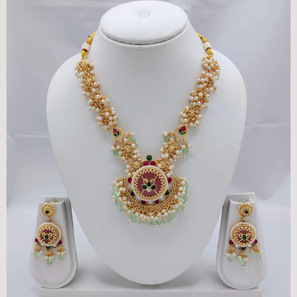 Pota   Pearl Necklace in White Gold Plated | Bridal Jewellery India