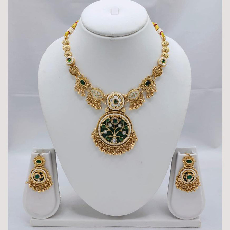 Kundan Necklace in Antique Silver | Bridal Jewellery India