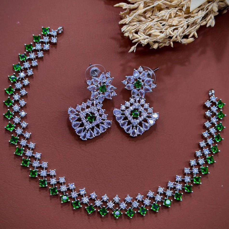 Dazzling Sparkle Necklace in American Gold Plated | Bridal Jewellery India
