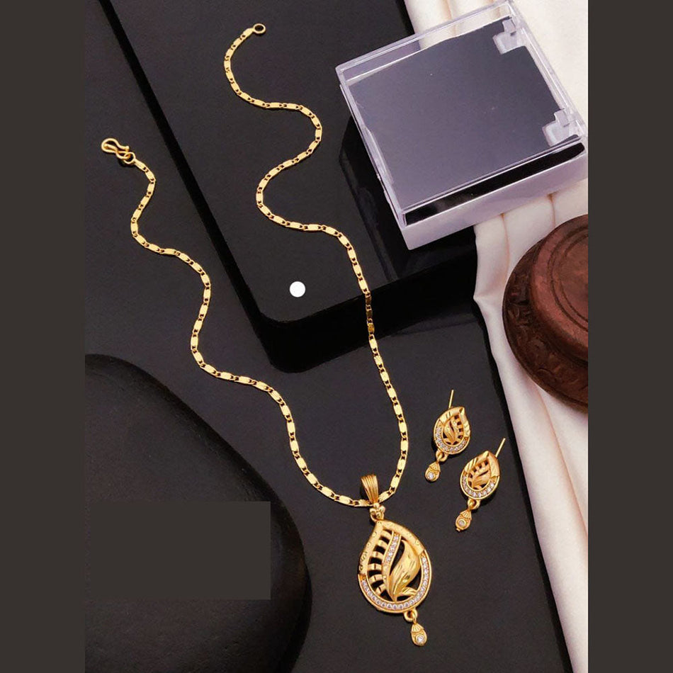 Elegant Gold Plated Pota with Austrian Chain Set | Bridal Jewellery India