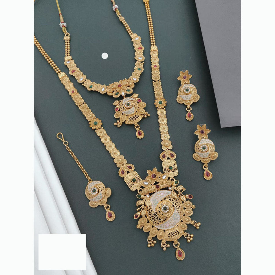 Meenakari Necklace in Sterling Silver | Bridal Jewellery India