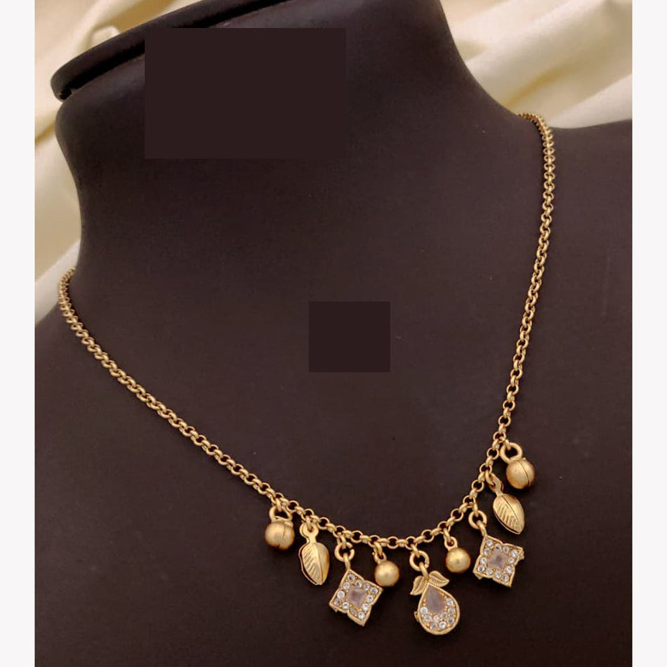 Rose Gold Plated Floral Charm Necklace | Bridal Jewellery India