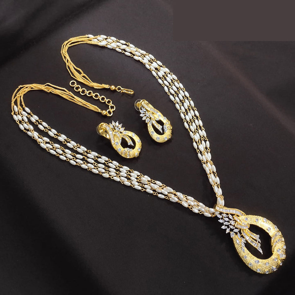 Regal Elegance Pearls Necklace in Austrian Silver | Bridal Jewellery India