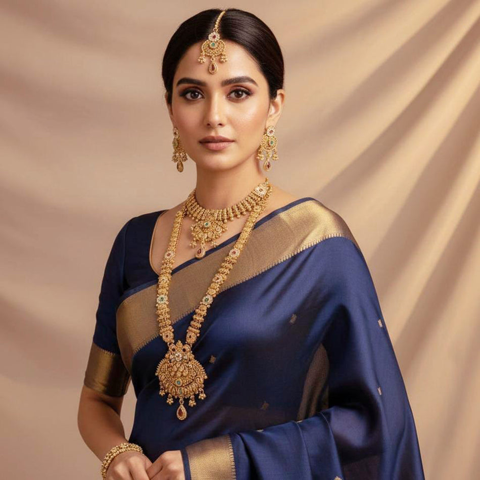 Pota Stone Choker in Gold Tone | Bridal Jewellery India