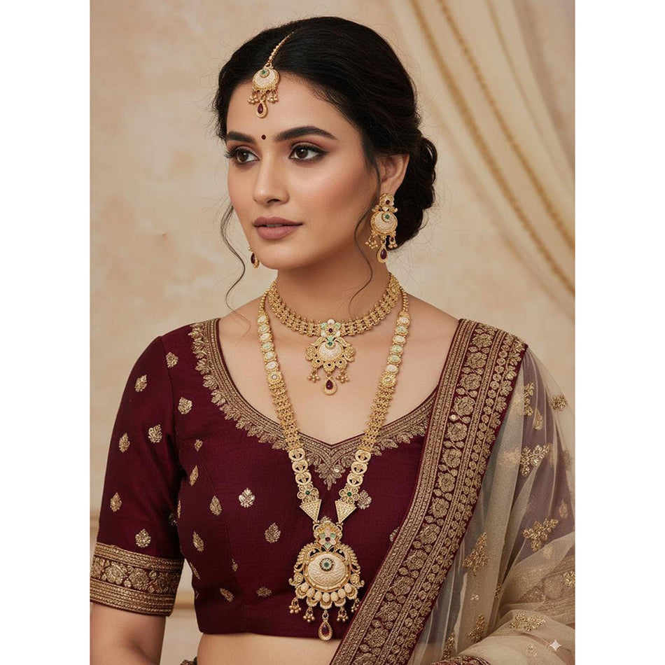 Pota Stone Choker in 14K Gold Plated | Bridal Jewellery India