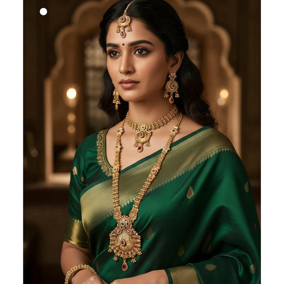 Meenakari Double Necklace in Sterling Silver | Bridal Jewellery India