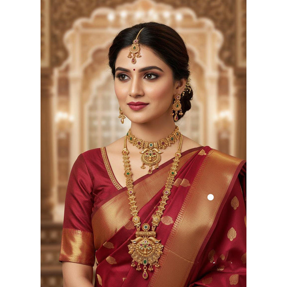 Pota Stone Necklace in Gold Tone | Bridal Jewellery India