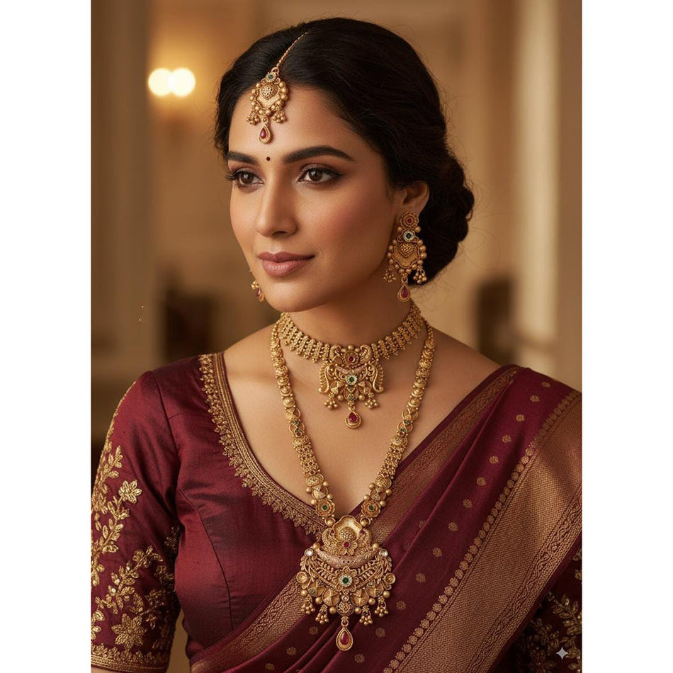 Pota Stone Choker in Gold Tone | Bridal Jewellery India