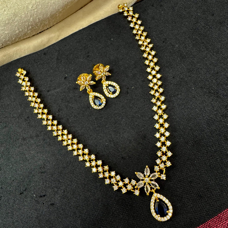 Royal Crystal Necklace in Gold Tone | Bridal Jewellery India