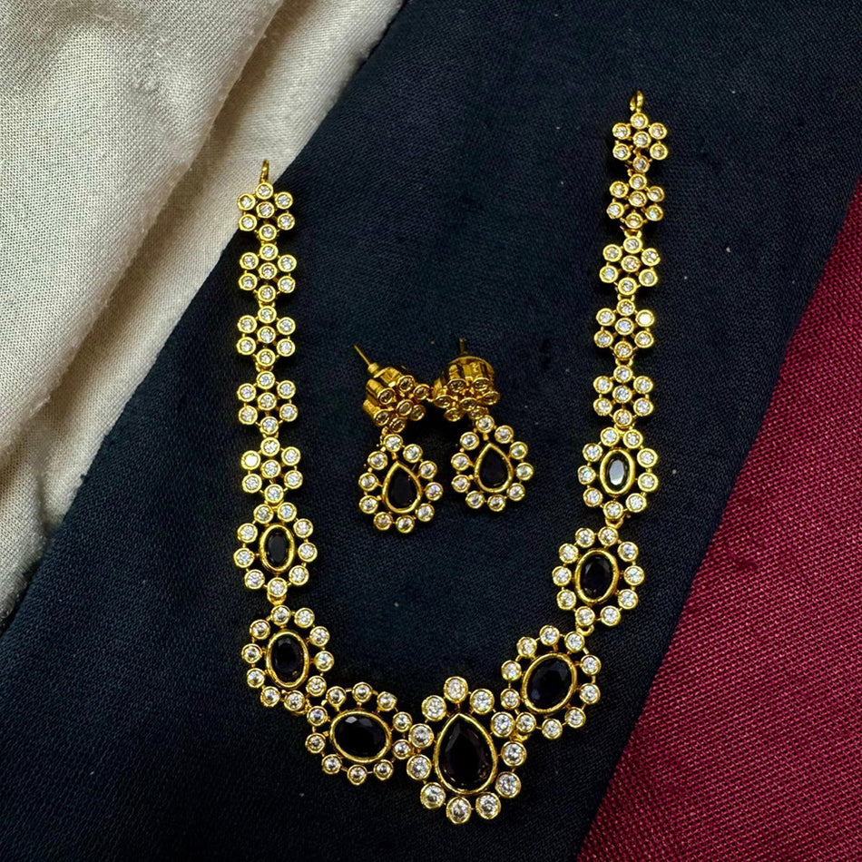 Pota Stone Necklace in Gold Tone | Bridal Jewellery India