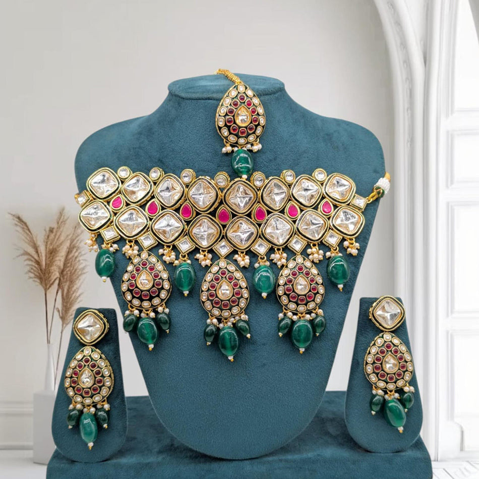 Kundan Choker Necklace in 18K Gold Plated | Bridal Jewellery India