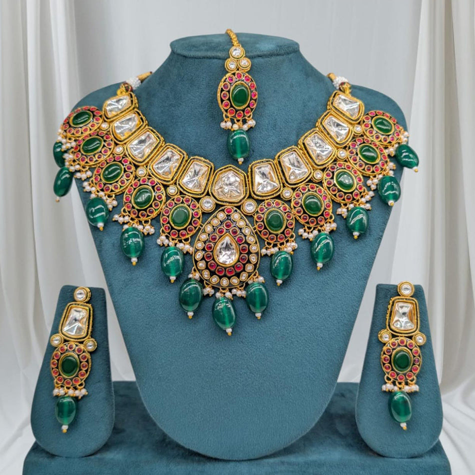 Kundan Necklace in Rose Gold Plated | Bridal Jewellery India